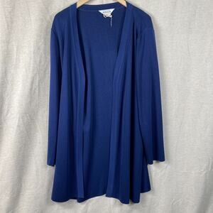 Misook Womens Open Front Knit Cardigan Size Large Blue Long Sleeve Minimalist